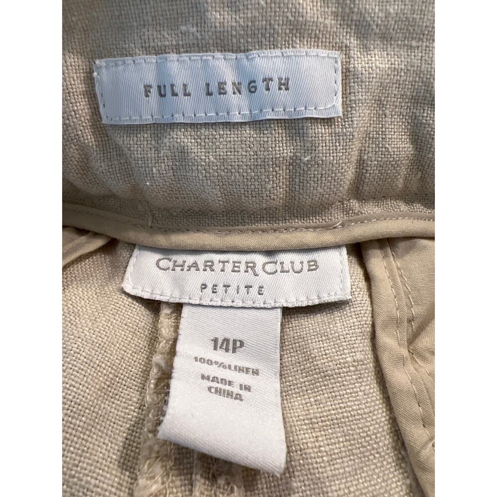 Charter Club Women’s Petite Linen Wide‎ Leg Pull-on Casual Pants Size 14 Beige - Picture 5 of 5